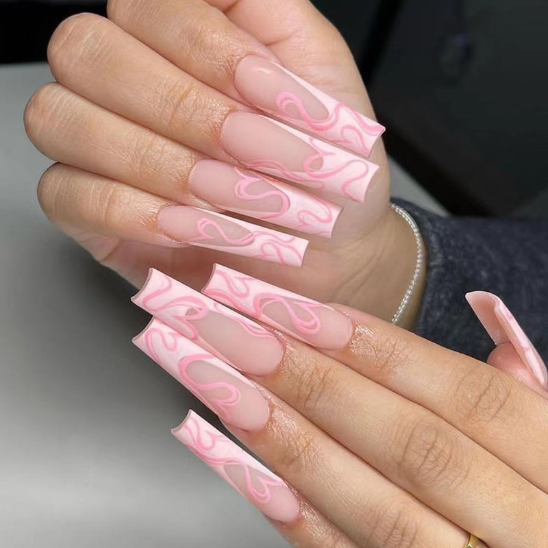 Heart Stripe Fake Nails Heart Stripe Fake Nails